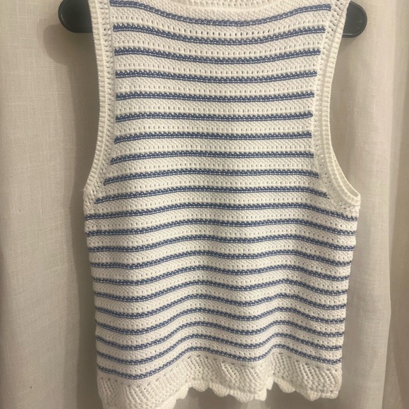 J. Crew White and Light Blue Striped Knit Tank Top - Picture 5 of 8